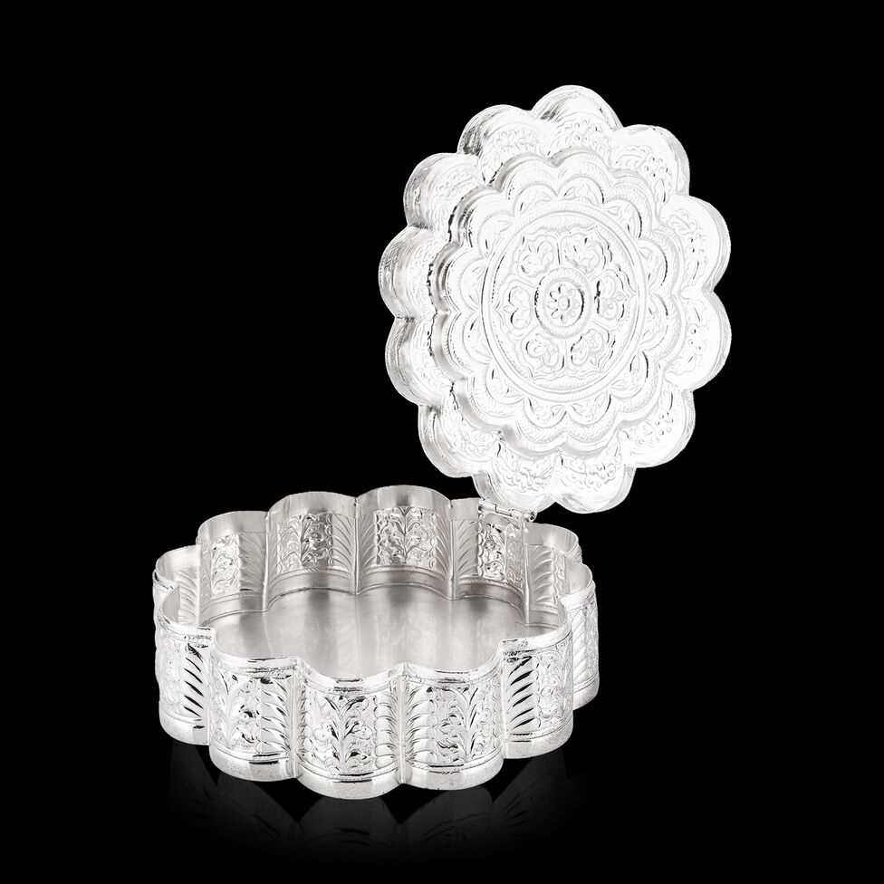 JB1055 SILVER ROUND NAKSHI BOX