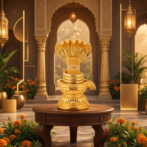 MHK-CFL-12 Sheshnag shivaling gold platt