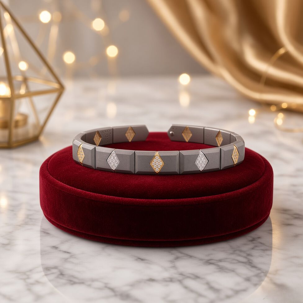 Titanium set with diamonds